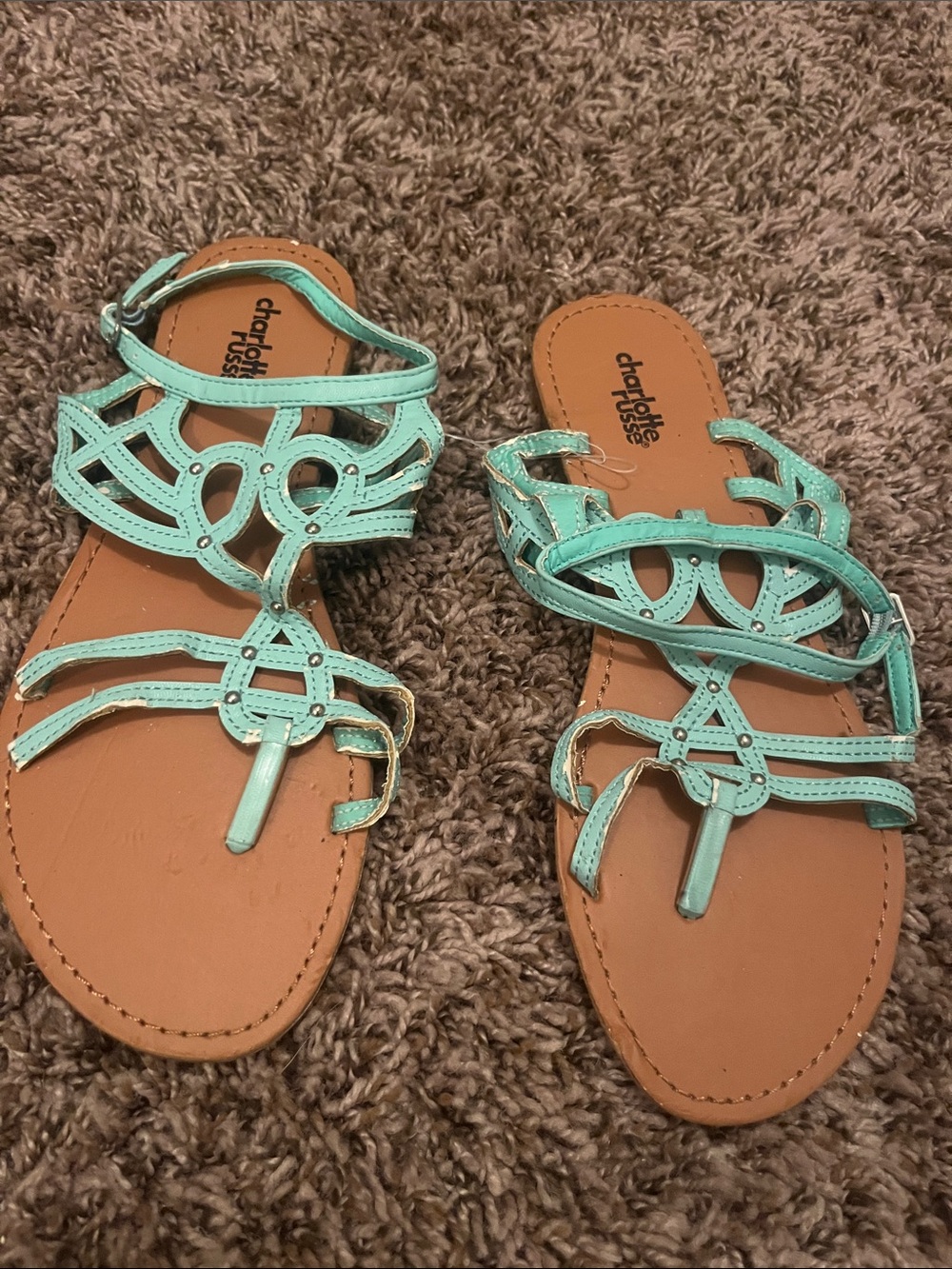 Charlotte Russe Turquoise Cutout Strappy Sandals